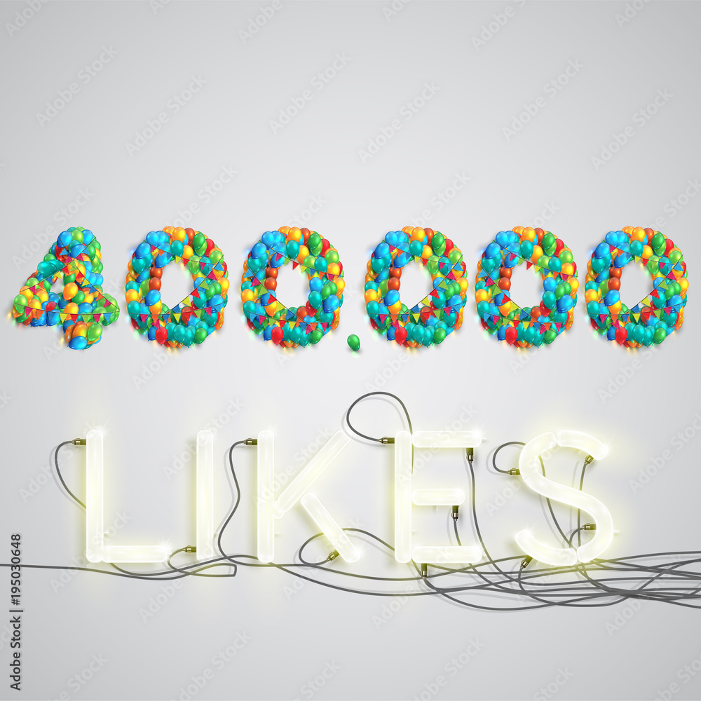 Number of likes made by balloon, vector illustration