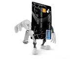 Credit card character with hotel key