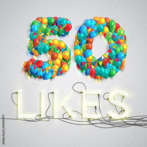 Number of likes made by balloon, vector illustration