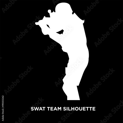 white swat team silhouette on black background