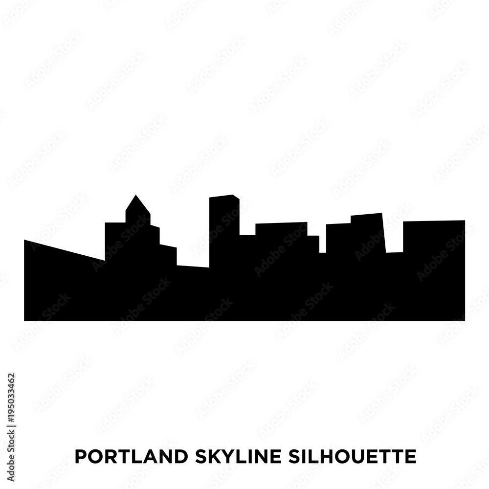 portland skyline silhouette on white background