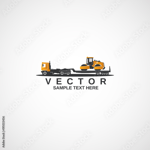 Vector Truck tractor and asphalt compactor roller.