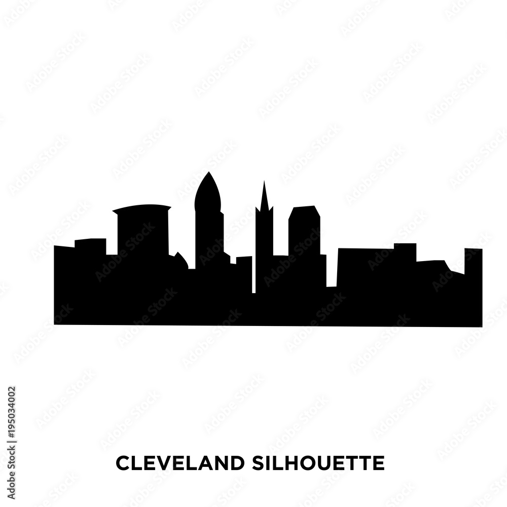 cleveland silhouette on white background