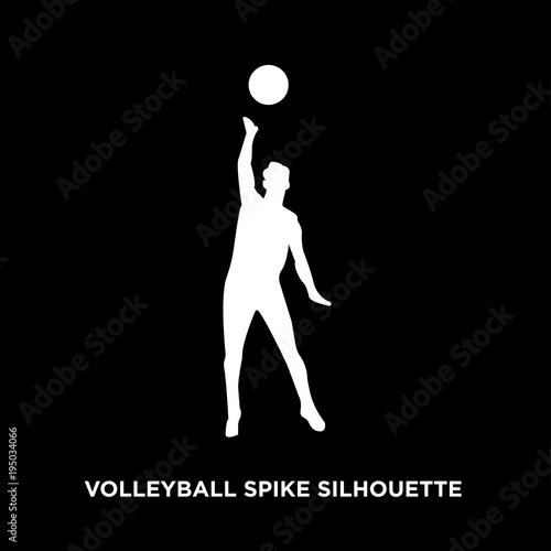 white volleyball spike silhouette on black background