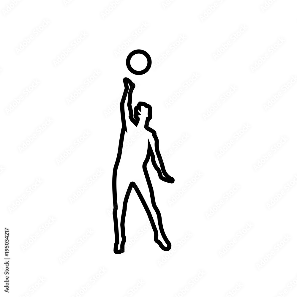 volleyball spike silhouette outline on white background Stock Vector