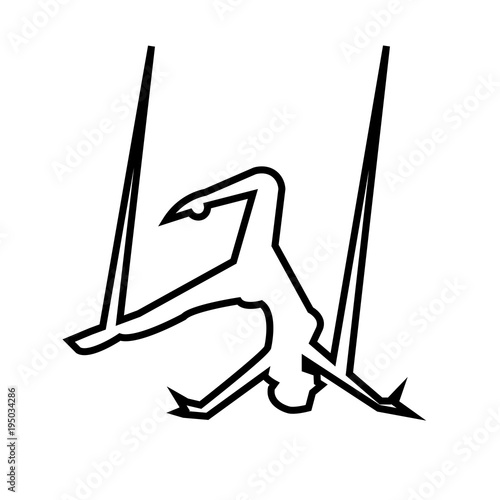 aerial silks silhouette outline on white background