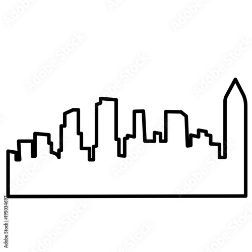 atlanta skyline silhouette outline on white background