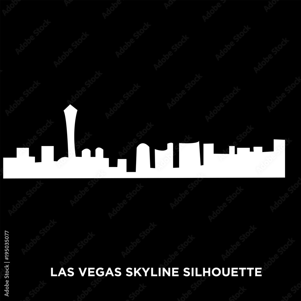 Naklejka premium white las vegas skyline silhouette on black background