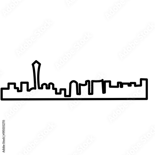las vegas skyline silhouette outline on white background