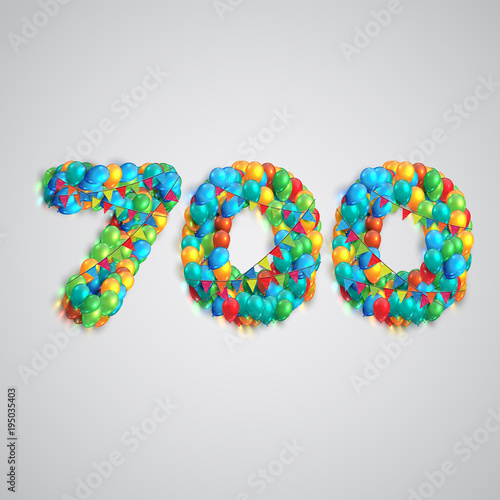Number made by colorful balloons, vector.