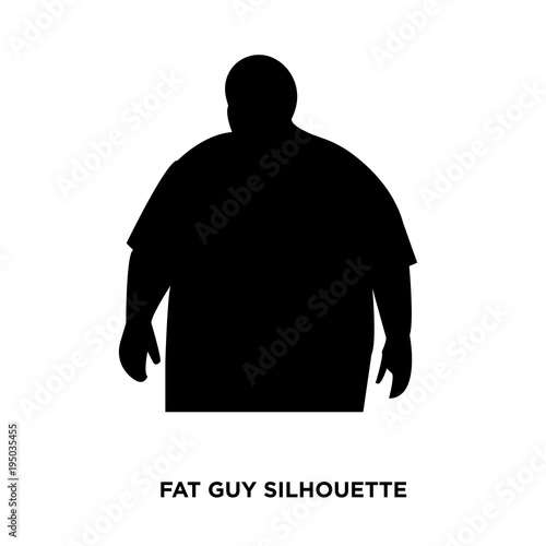 fat guy silhouette on white background