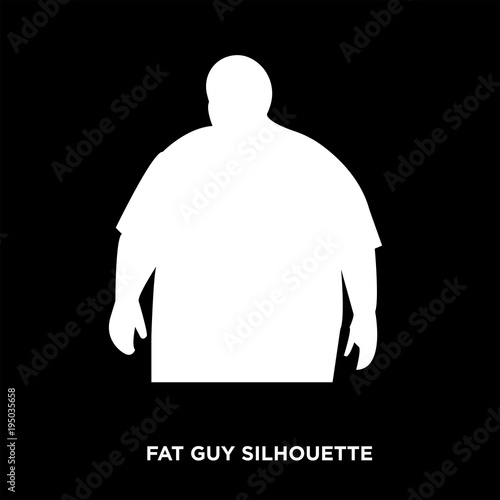 white fat guy silhouette on black background
