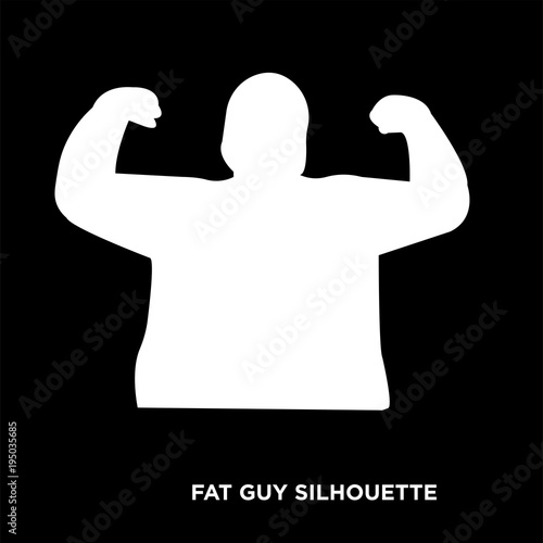 white fat guy silhouette on black background