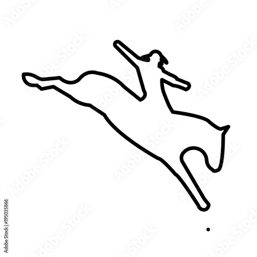 bucking horse silhouette outline on white background