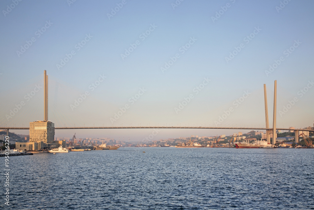 Golden bridge in Vladivostok. Russia
