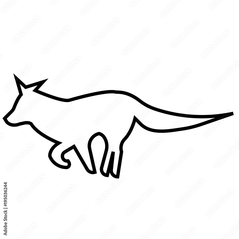 running fox silhouette outline on white background Stock Vector | Adobe ...
