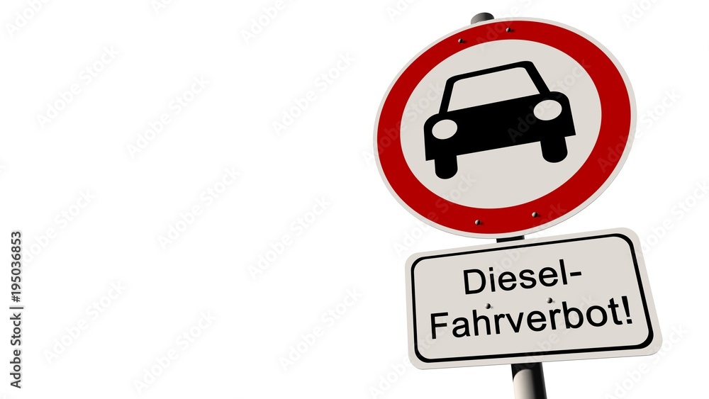 
Diesel Fahrverbot Straßenschild - isoliert auf weißem Hintergrund