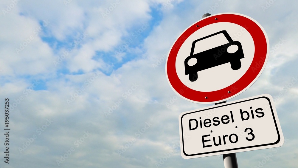 Diesel Fahrverbot Straßenschild - Diesel bis Euro 3 Diesel Fahrverbot Straßenschild - Diesel bis Euro 3