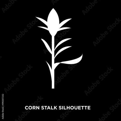 white corn stalk silhouette on black background