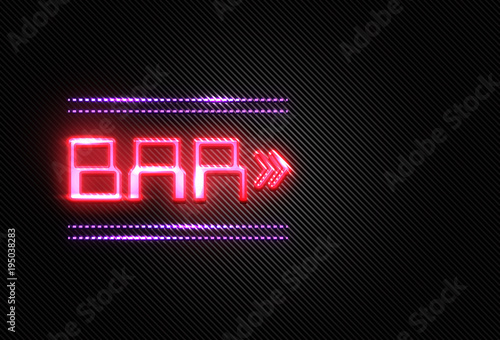 Bar neon sign - Fluorescent Neon Sign on brickwall Front view © detakstudio