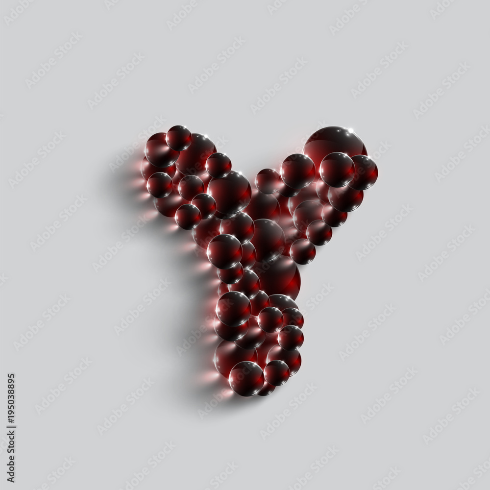 A letter made by red spheres, vector. A letter made by red spheres, vector.