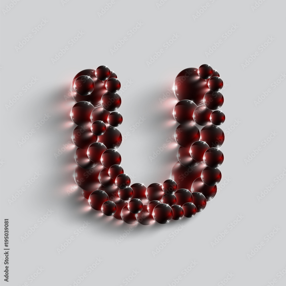 A letter made by red spheres, vector. A letter made by red spheres, vector.