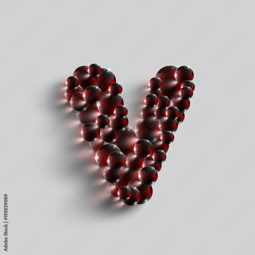 A letter made by red spheres, vector. A letter made by red spheres, vector.