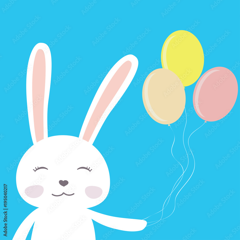 Cute cartoon bunny with balloons Cute cartoon bunny with balloons