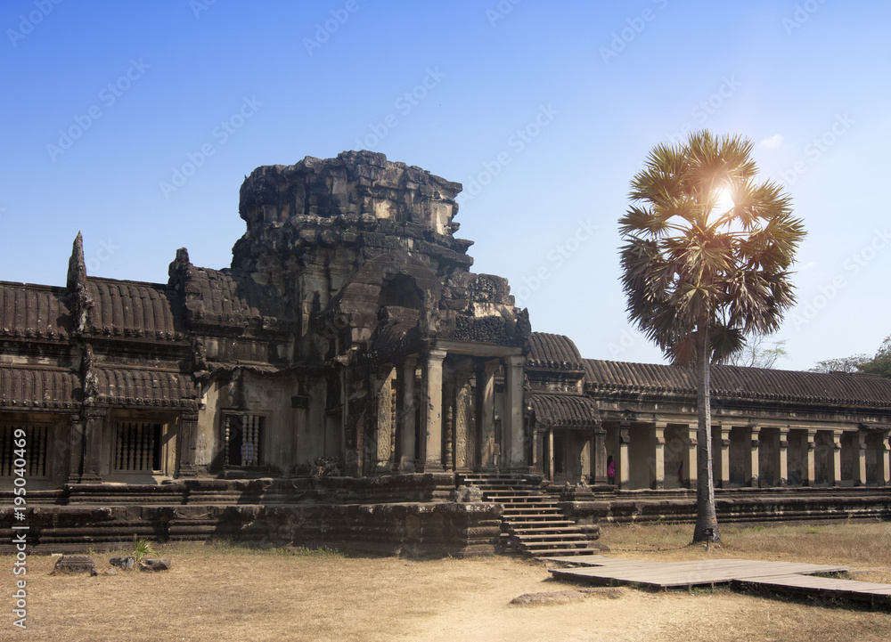 Ruins in the territory of the main Angkor Wat Temple complex, Siem reap, Cambodia..