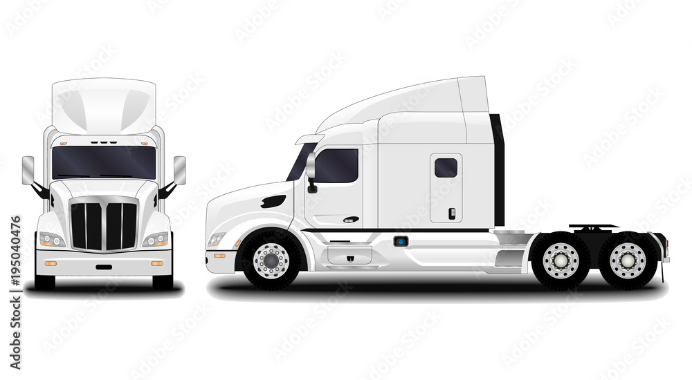 realistic truck. front view; side view. realistic truck. front view; side view.