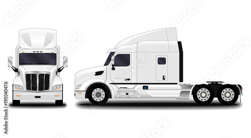 realistic truck. front view; side view.