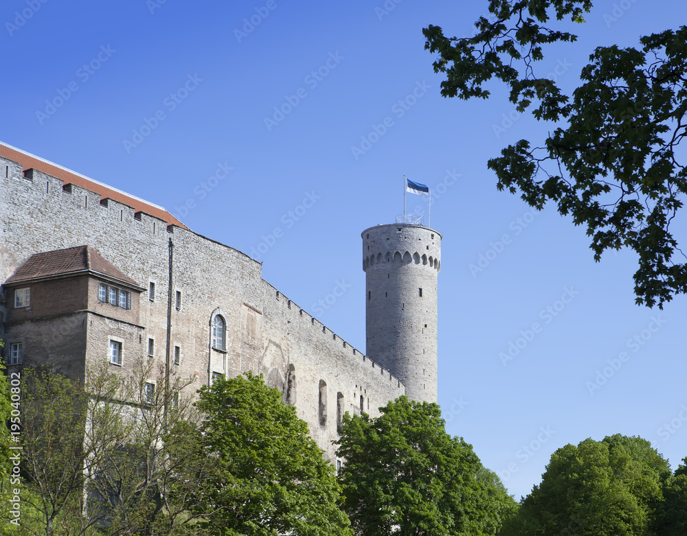 Toompea Castle on Toompea hill (Tall Hermann tower). Tallinn, Estonia