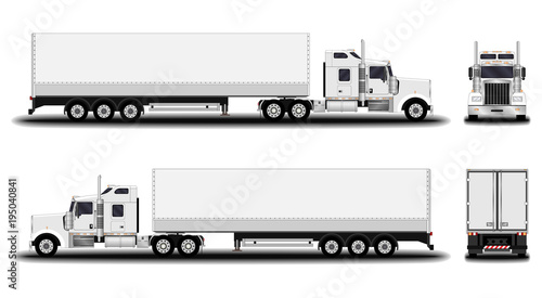 realistic truck. front view; side view; back view.