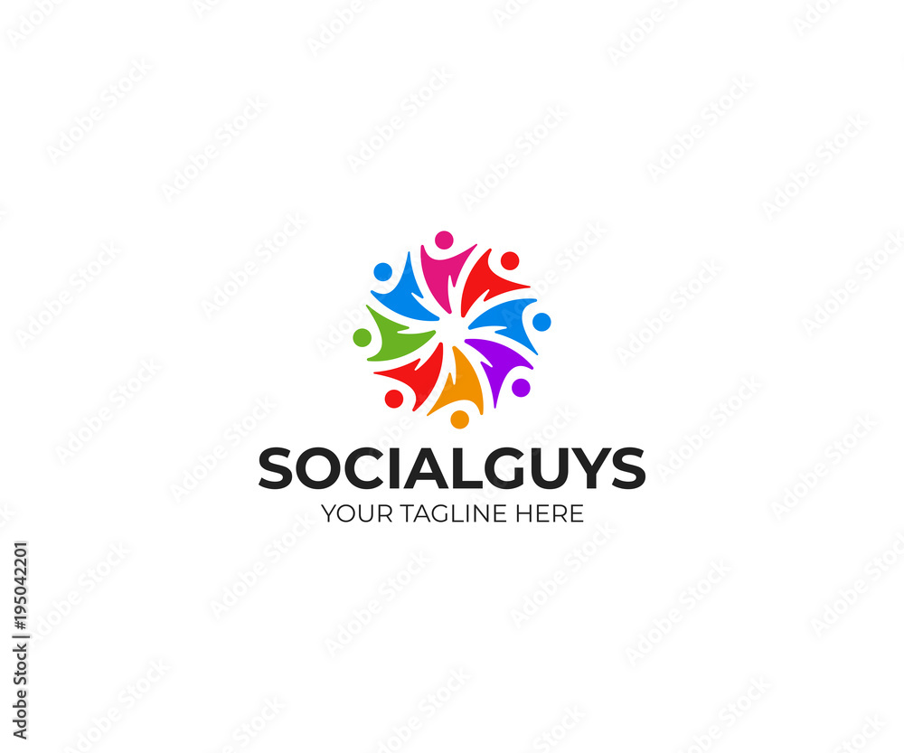 Teamwork people circle logo template, Social community vector design. Round group of people illustration Teamwork people circle logo template, Social community vector design. Round group of people illustration