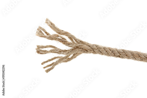 Foto loose end of rope isolated on white background