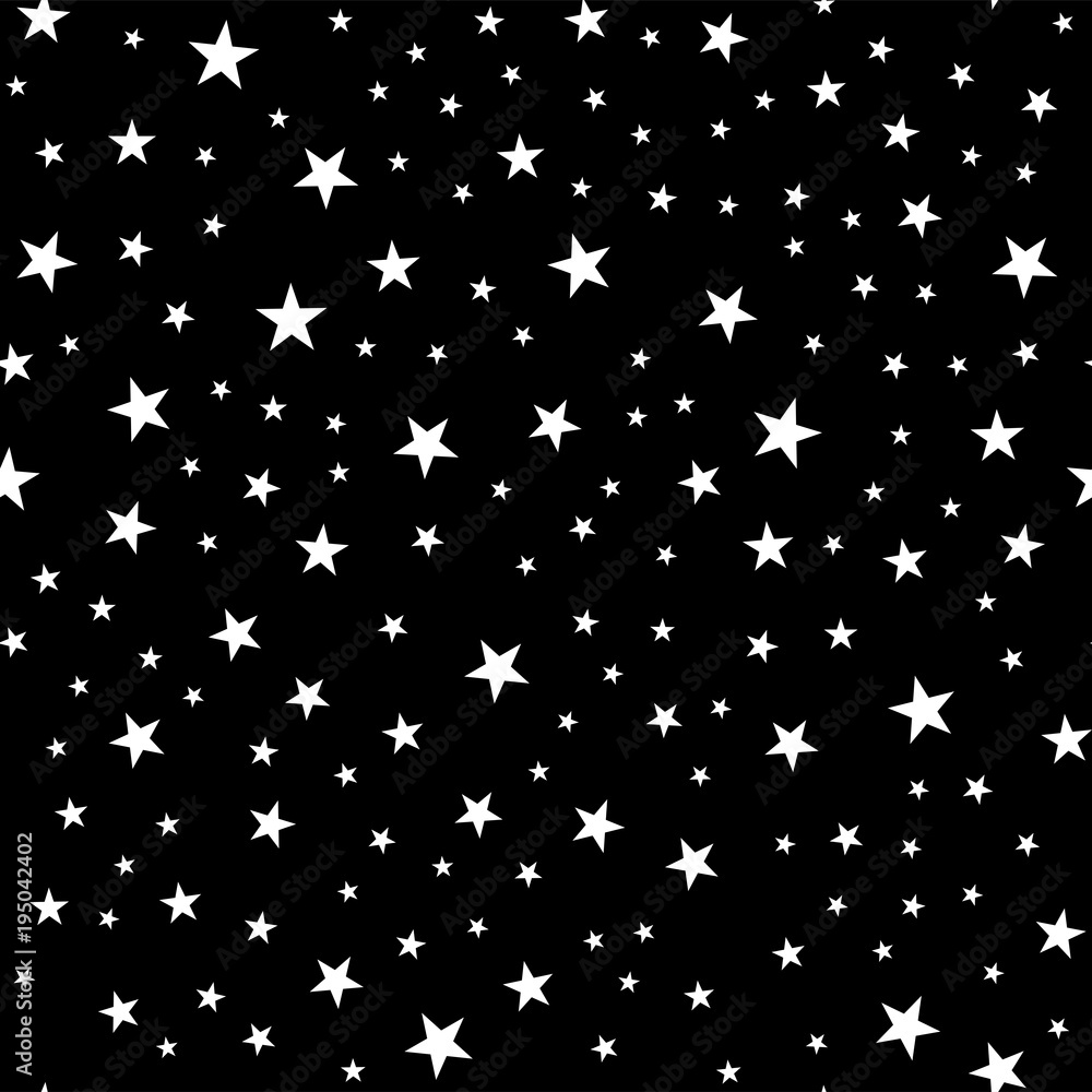 Seamless pattern from stars. Geometric background. White stars on a