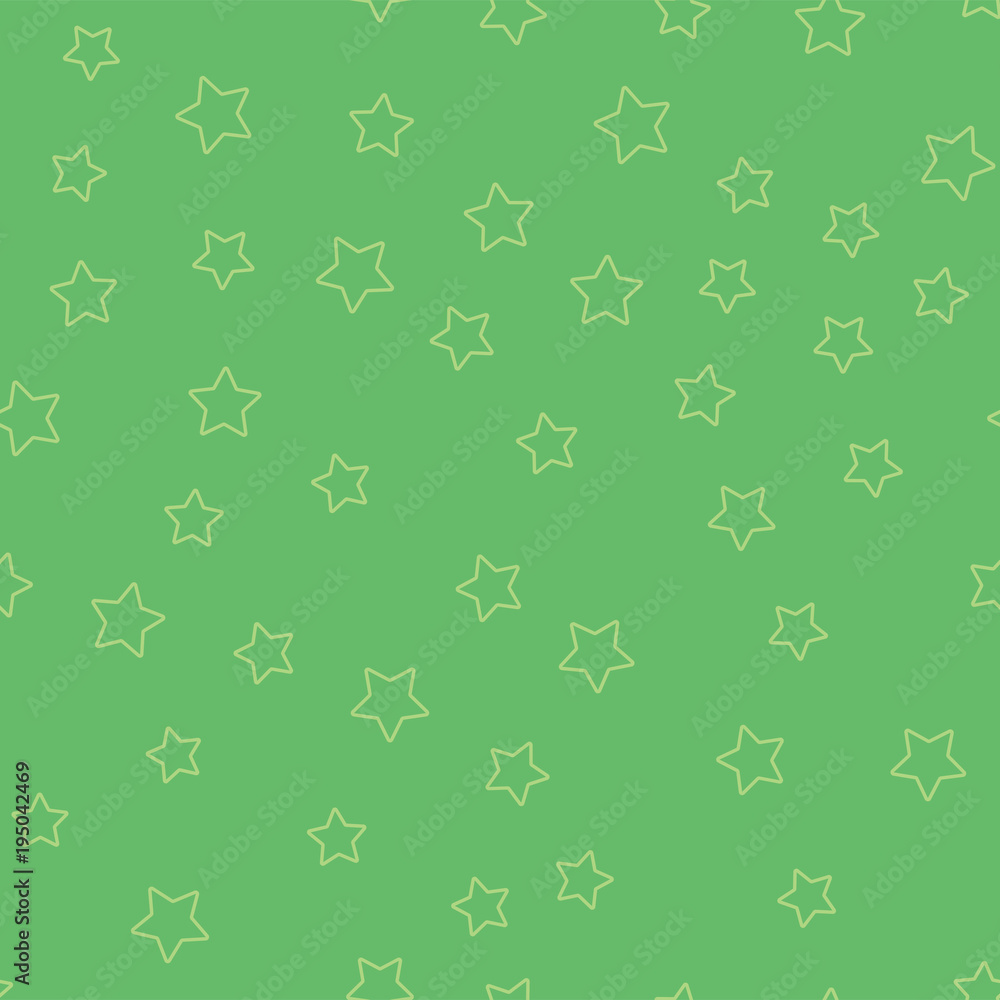 Seamless geometric pattern from stars. Stars on a green background. Vector illustration