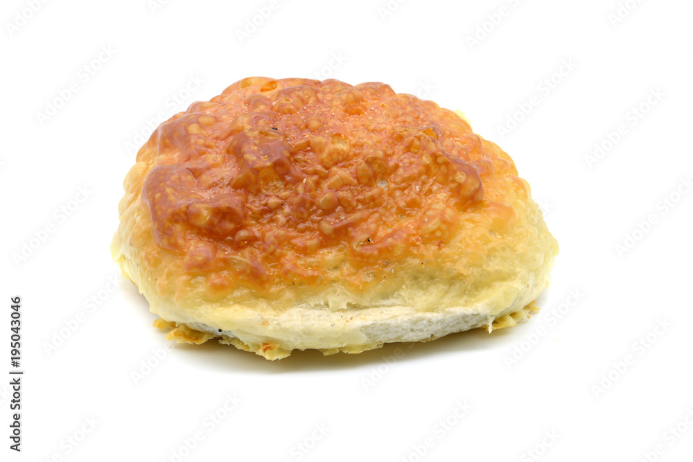 Traditional german cheese bread roll on white isolated background Traditional german cheese bread roll on white isolated background