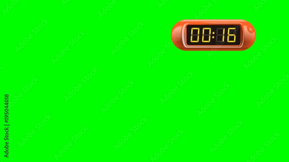 20 second Digital Countdown Timer, Counter, isolated. Real time