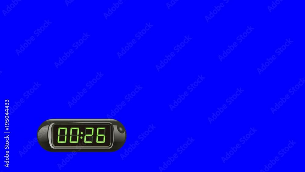 30 second Digital Countdown Timer, Counter, isolated. Real time