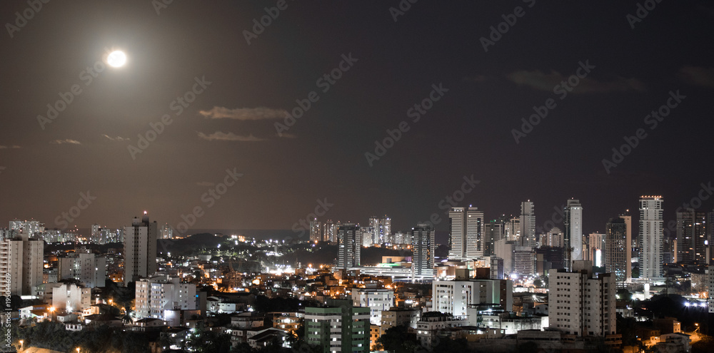 Moonlight on city of Salvador