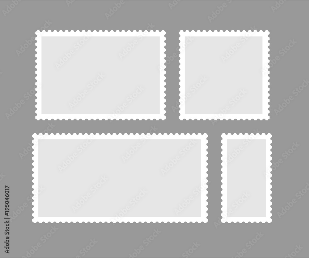Blank different proportion postmark set. Vector illustration.