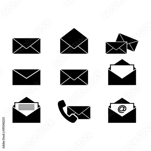 Set of envelopes letters icons