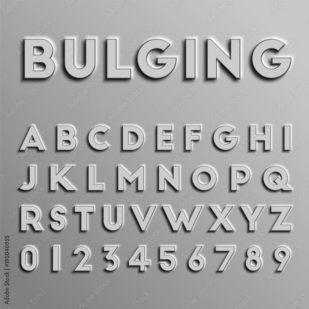 Realistic 3D font, vector.