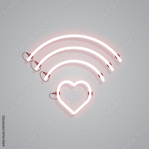 Neon heart wi-fi sign icon