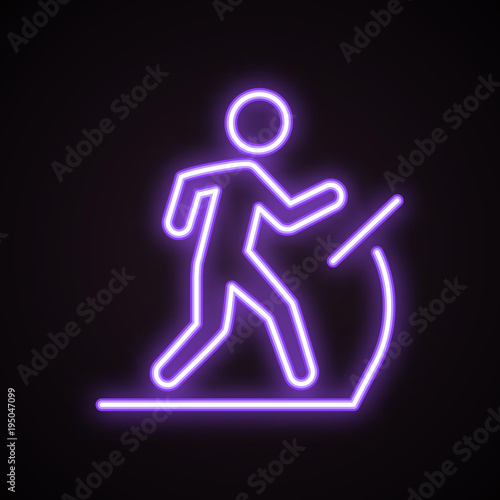 Neon man on treadmill icon