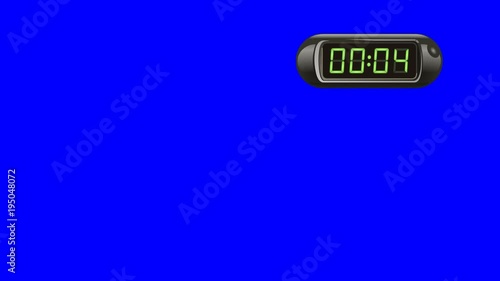 50 second Real time Digital Timer, isolated. Customizable: just stop the timer at the second you want. Black watch case, green dial. Right version. Green screen - Chroma key.