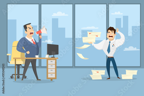 Angry boss shouting.