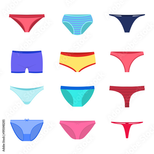 Vector set of female panties, underwear for women