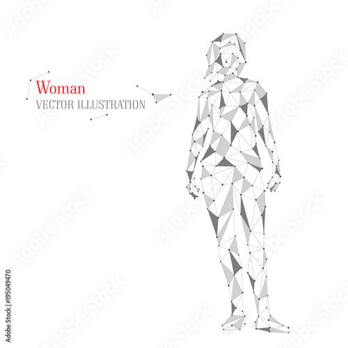 Abstract woman, human body from triangles. Vector geometric illustration.
